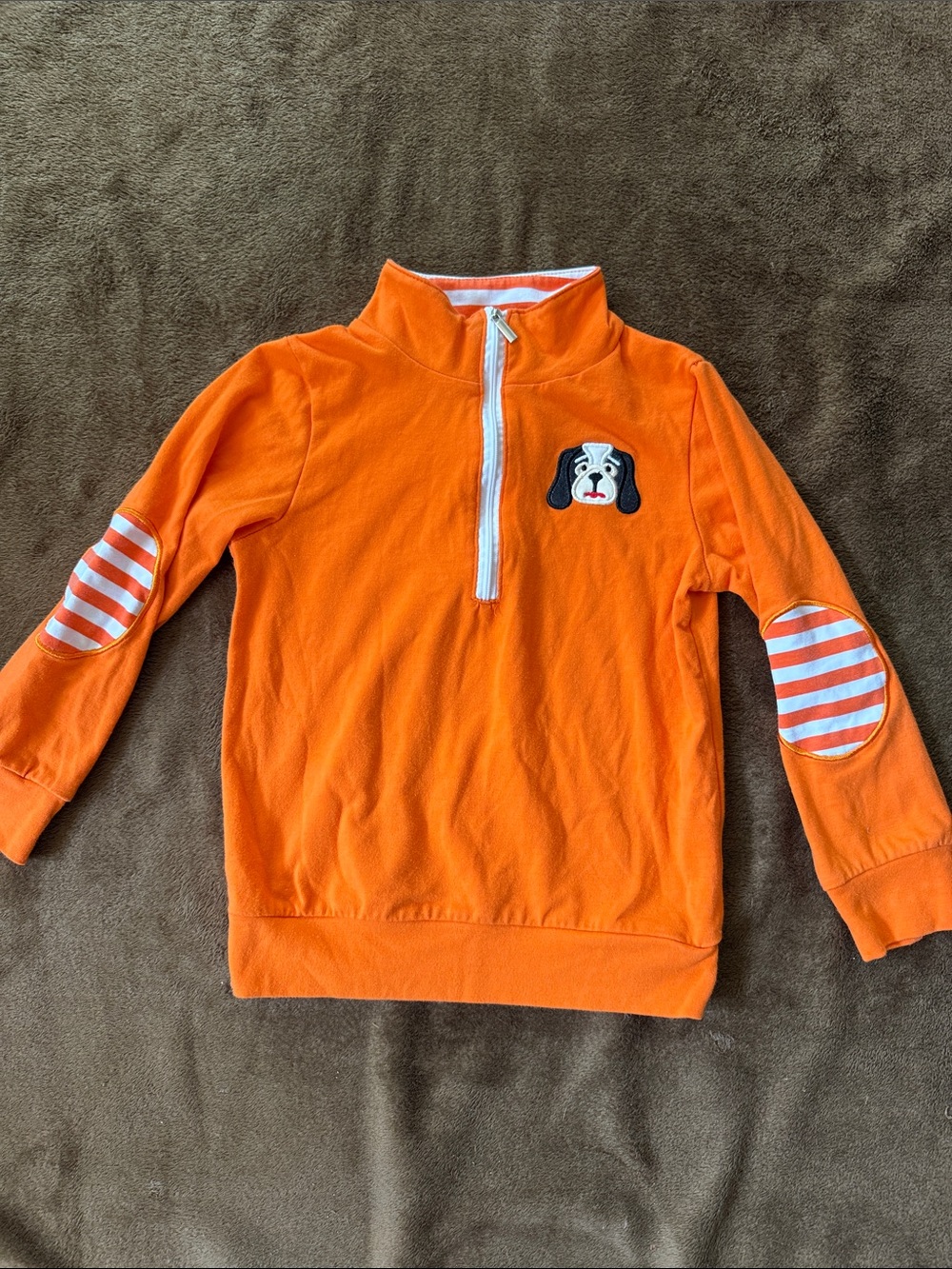 Orange Kids Half-Zip Sweatshirt with Puppy Patch